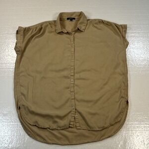 Quince  100% Tencel Tan Camp Button Up Shirt Size Small Womans Vintage Summer